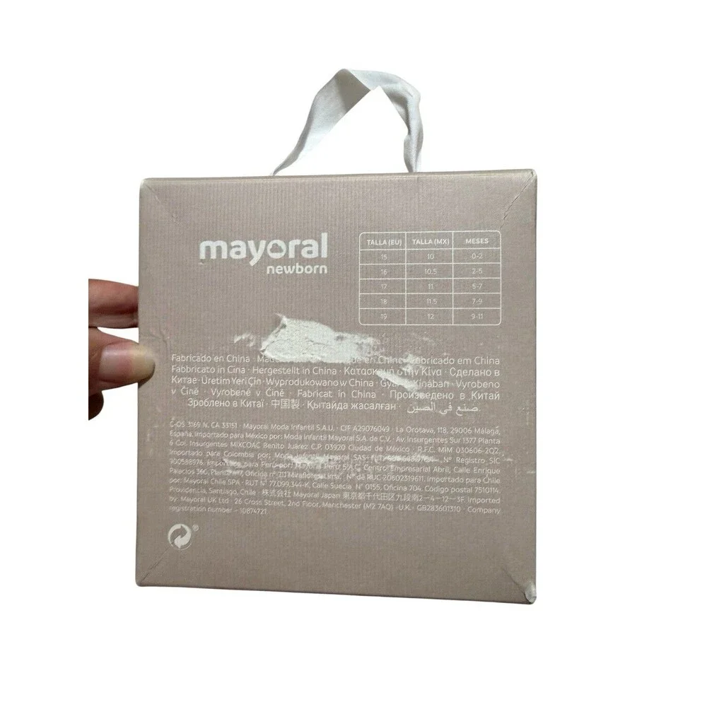 Mayoral Newborn Size 19 Beige Mary Jane Crib Shoes NWT Box